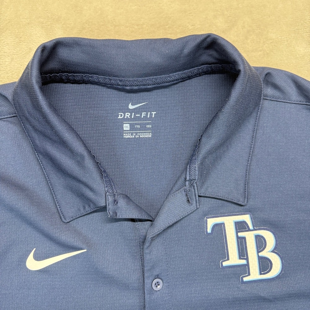 Tampa Bay Rays Polo Shirt Mens XXL Blue Nike Dri-FIT Performance MLB Baseball - Picture 3 of 8